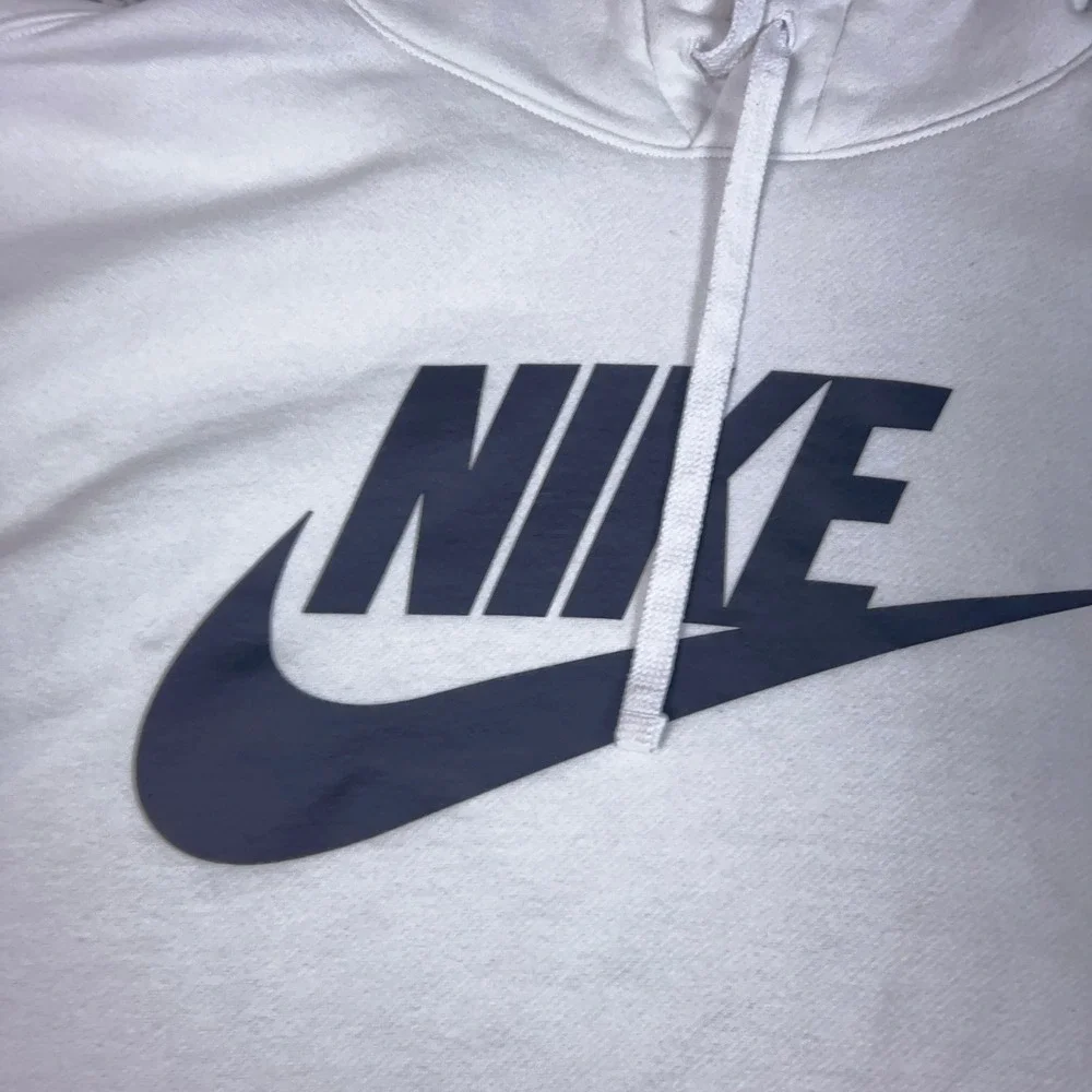 Nike Hoodie Mens M White Casual Sportswear Club Fleece Logo Sweatshirt Sweater